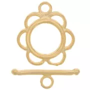 Cierre de aro y barrita Flor 20 mm dorado x1