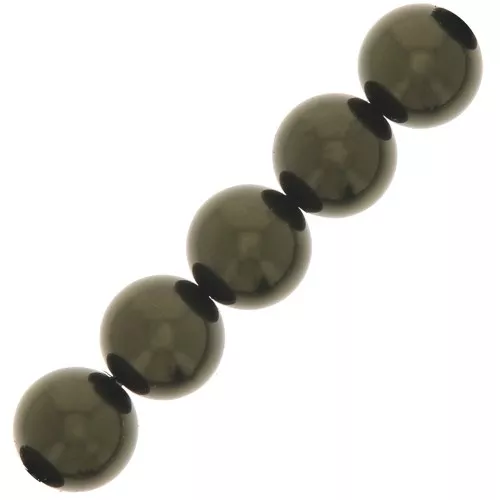 Cuentas nacaradas Preciosa Round Pearl Maxima - 10 mm Pearl Effect Dark Green x5