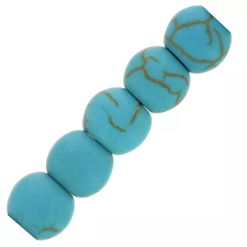 Cuentas redondas 6 mm piedra gema - Imitación Turquesa - efecto esmerilado x 15