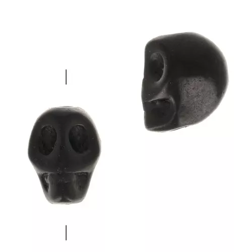 Cuenta plana de calavera 8x6 mm imitación Howlite tintada - Negrox1