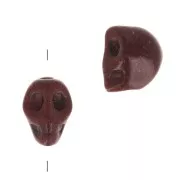 Cuenta plana de calavera 8x6 mm imitación Howlite teintée - Marron x1