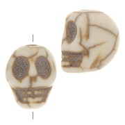 Cuenta plana de calavera 10x8 mm imitación Howlite teintée - Ivoire x1|raw }}