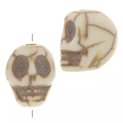 Cuenta plana de calavera 10x8 mm imitación Howlite teintée - Ivoire x1