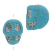 Cuenta plana de calavera 10x8 mm imitación Howlite tintada - Turquesa x1|raw }}