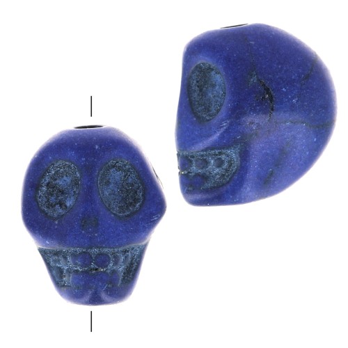 Cuenta plana de calavera 10x8 mm imitación Howlite teintée - Azul Oscuro x1