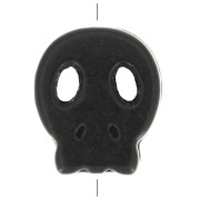 Cuenta plana de calavera 15x13 mm imitación Howlite tintada - Negro x 1
