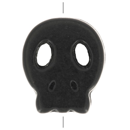 Cuenta plana de calavera 15x13 mm imitación Howlite tintada - Negro x 1