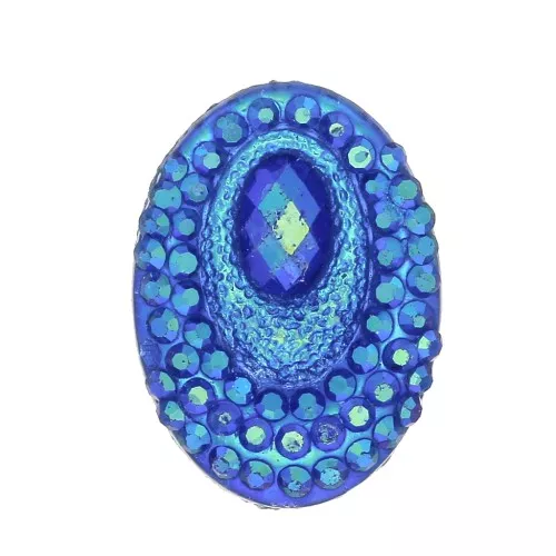 Cabuchón ovalado de resina 18x13 mm - Strass - effet Blue AB x1