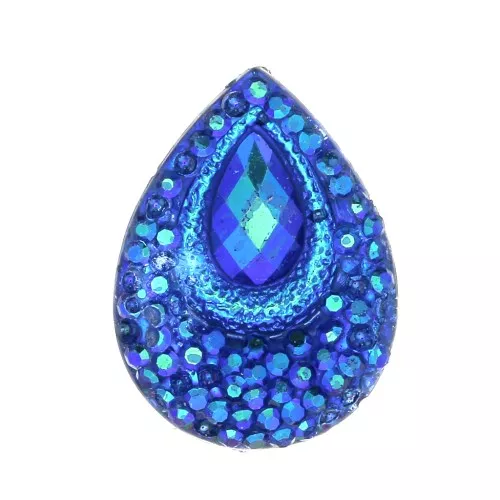 Cabuchón gota de resina 18x13 mm - Strass - effet Blue AB x1