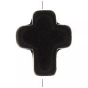 Cuenta cruz 10x8 mm imitación Howlite tintada - Negro x1|raw }}