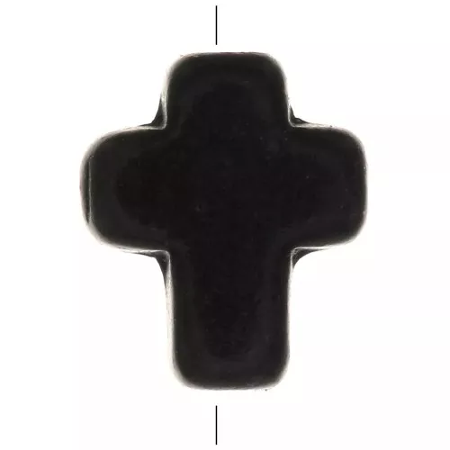 Cuenta cruz 10x8 mm imitación Howlite tintada - Negro x1