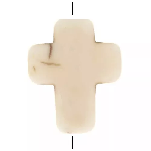 Cuenta cruz 10x8 mm imitación Howlite tintada - Marfil x1
