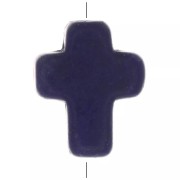 Cuenta cruz 10x8 mm imitación Howlite tintada - Azul oscuro x1