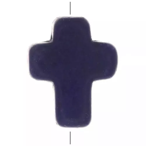 Cuenta cruz 10x8 mm imitación Howlite tintada - Azul oscuro x1