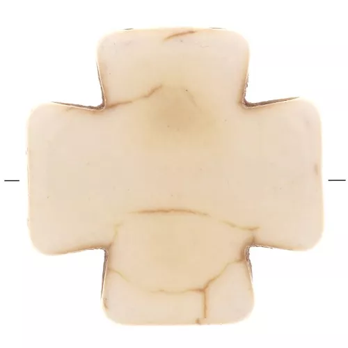 Cuenta cruz Grecque 15 mm imitación Howlite tintada - Marfil x1