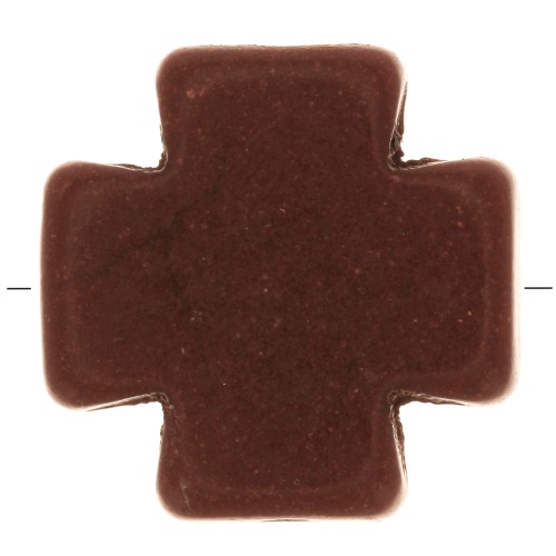 Cuenta cruz Grecque 15 mm imitación Howlite tintada - Marrón x1