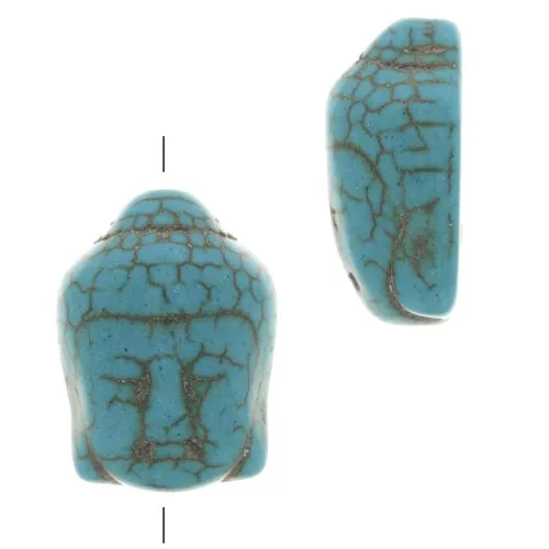 Cuenta cabeza de Bouddha 20x14.5 mm imitación Howlite tintada - Turquesa x1