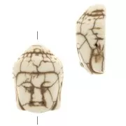 Cuenta cabeza de Bouddha 20x14.5 mm imitación Howlite tintada - Marfil x1