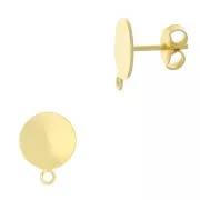 Pendientes con trasera disco 10 mm con anilla - Dorado con oro fino x20