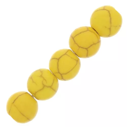 Cuentas redondas 4 mm imitación Howlite tintadas- Amarillo x30