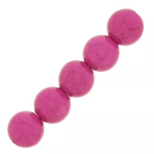 Cuentas redondas 4 mm imitación Howlite tintadas- Fucsia x30