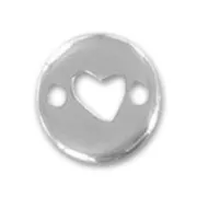 Dijes corazones 2 agujeros 12 mm plateado  x5