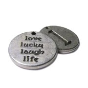 Dije L love/lucky/laught/life 15 mm Chapado Plateado envejecido x1|raw }}