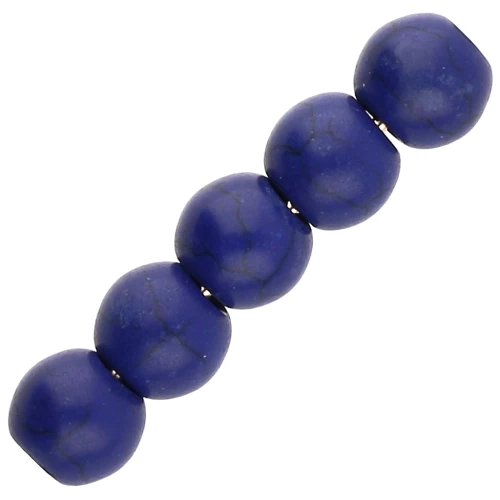 Cuentas redondas 6 mm imitación Howlite tintadas- Azul oscuro x20
