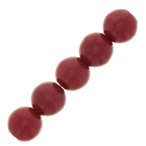 Cuentas redondas 8 mm imitación Howlite tintadas- Rojo x10