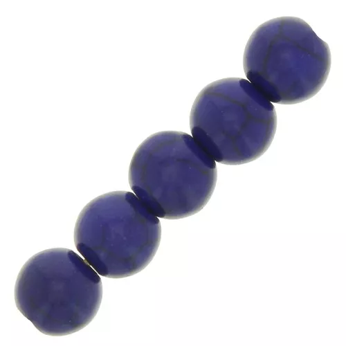 Cuentas redondas 8 mm imitación Howlite tintadas- Azul oscuro x10