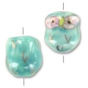 Buho de cerámica 15x13 mm Verde x1