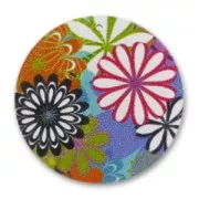 Colgante flores 50 mm madera decorado Pop x1