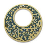 Colgante esmaltado zen 38 mm Dark Green Turquoise/Gold tone x1|raw }}