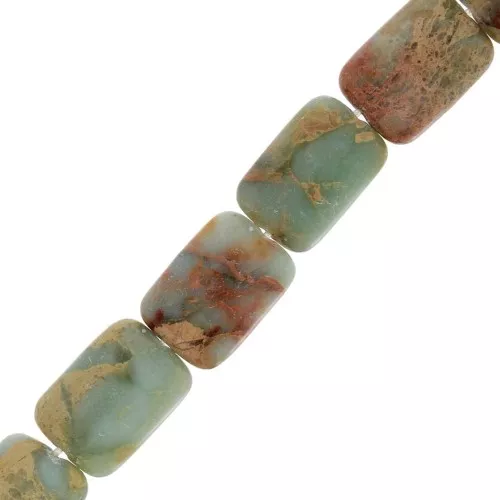 Cuentas Jaspe Aqua Terra rectángulos planos 14.5x10.5 mm x4