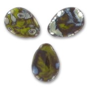 Gotas planas 12x16 mm Opaque Olivine Picasso x6
