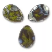 Gotas planas 12x16 mm Opaque Olivine Picasso x6