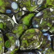 Gotas planas 12x16 mm Opaque Olivine Picasso x6