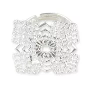 Anillo estampa cuadrada 22 mm plateado x1