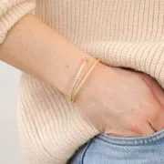 Pulsera jonc diamantado 2.6x160 mm - Chapado de Oro 3 micras x1