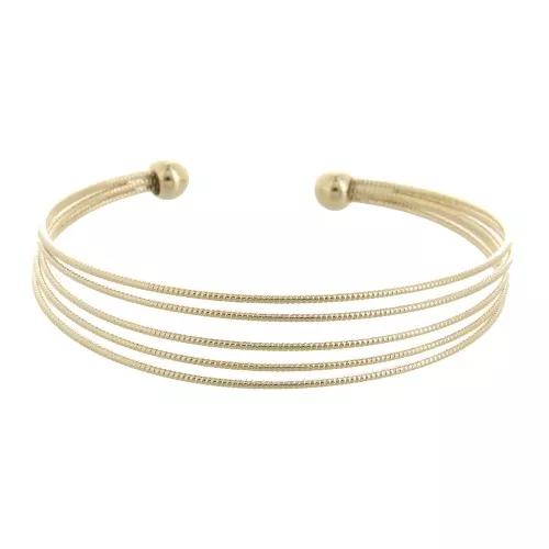 Pulsera jonc 5 fils texturados 11.5x160 mm - Chapado de Oro 3 micras x1