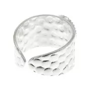 Anillo martillado ajustable para cabuchón 10x8 mm - Plateado x1