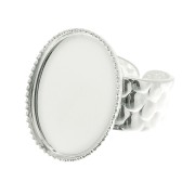 Anillo martillado ajustable para cabuchón 18x13 mm - Plateado x1