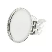 Anillo martillado ajustable para cabuchón 18x13 mm - Plateado x1