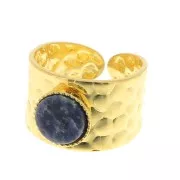 Anillo martillado ajustable para cabuchón 8 mm - Dorado con oro fino x1