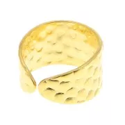 Anillo martillado ajustable para cabuchón 8 mm - Dorado con oro fino x1