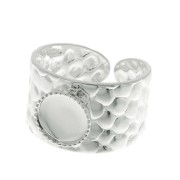 Anillo martillado ajustable para cabuchón 8 mm - Plateado x1|raw }}