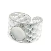 Anillo martillado ajustable para cabuchón 8 mm - Plateado x1