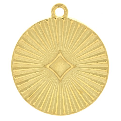 Dije medalla efecto arrugado 20 mm - Dorado con oro fino x1