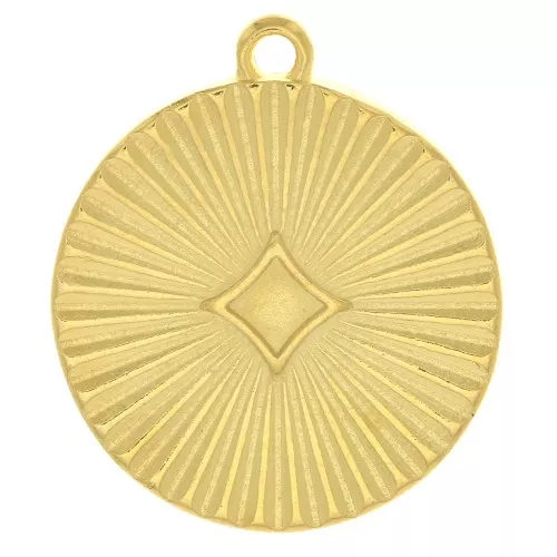 Dije medalla efecto arrugado 20 mm - Dorado con oro fino x1