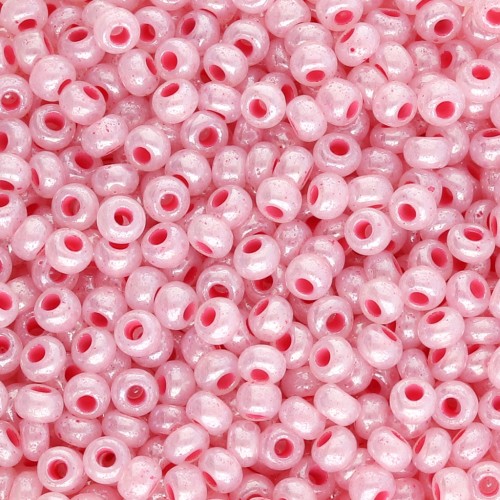 Cuentas de Rocalla Preciosa 9/0, 2,5 mm - Rosa nacarado, 20 g